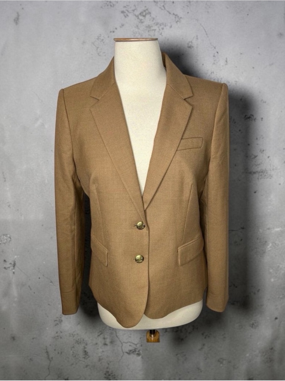 J.Crew Schoolboy Blazer Camel Tan Gold Crest Buttons NWT Size 12 - Picture 3 of 8
